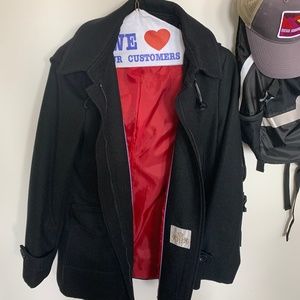 Tommy Hilfiger Women’s Wool Blend Pea Coat with Ho